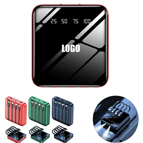 10000mAh Power Bank with Built in Cables