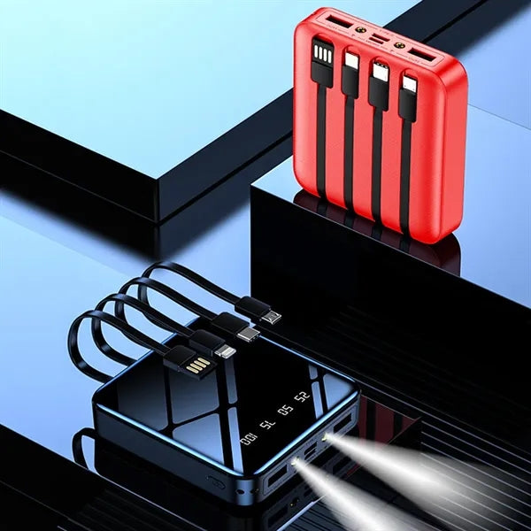 10000mAh Power Bank with Built in Cables