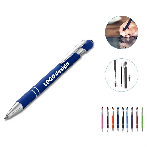Metal Ballpoint Pen with Stylus Tip Blue Ink or black Ink