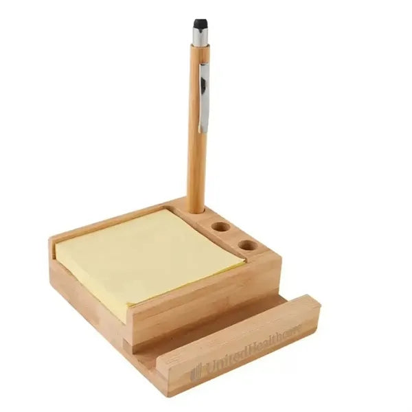 3-in-1 Bamboo Desktop Organizer & Phone Stand