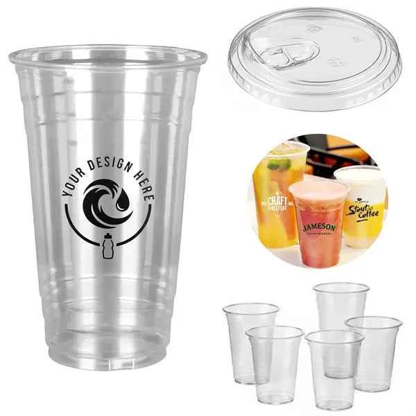 16 Oz Disposable Clear Plastic Cup With Lid