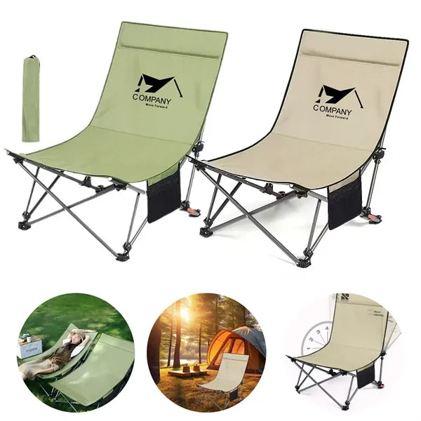 Adjustable Foldable Beach Chair with Side Storage Pocket