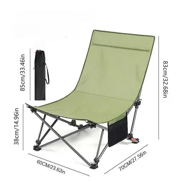 Adjustable Foldable Beach Chair with Side Storage Pocket