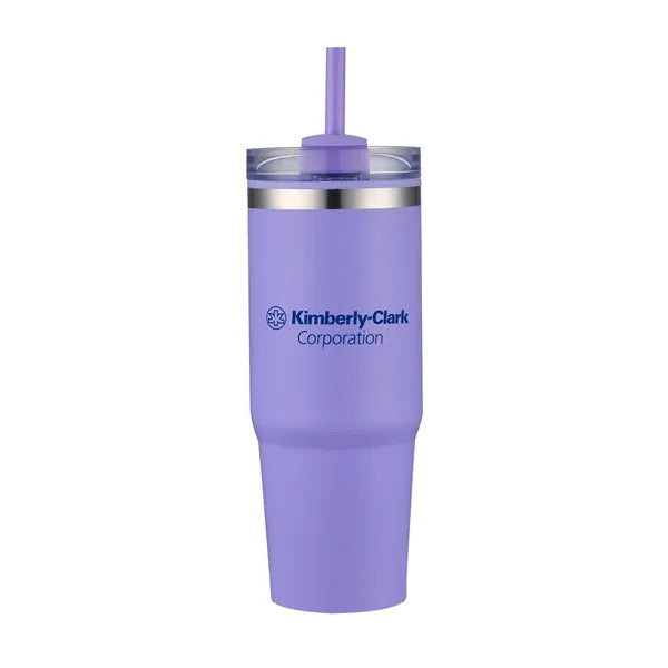 30oz. Dual Wall Stainless Steel & PP Tumbler with Clear Lid