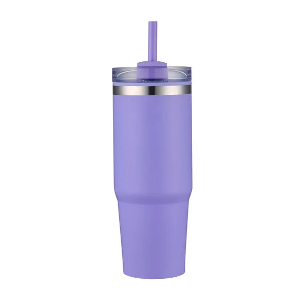 30oz. Dual Wall Stainless Steel & PP Tumbler with Clear Lid