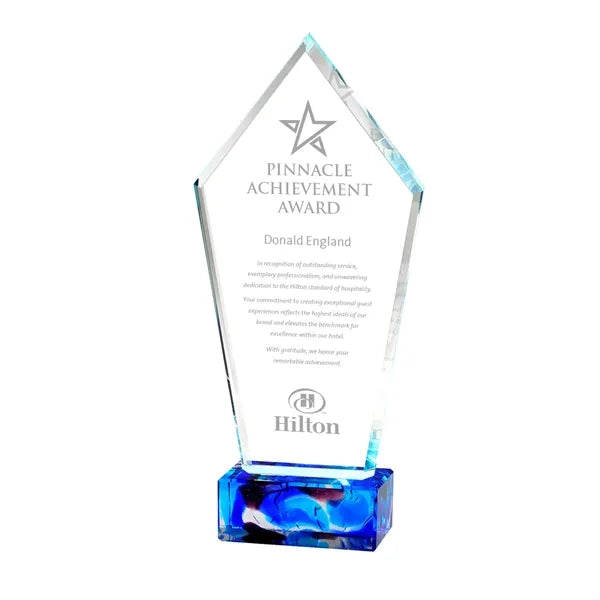 Peak Shaped Glass Top on Blue Art Base Award