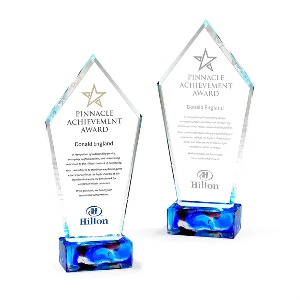 Peak Shaped Glass Top on Blue Art Base Award