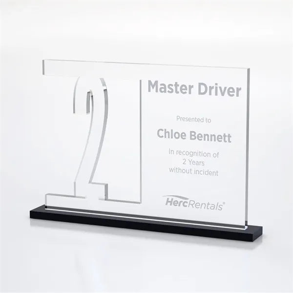 Anniversary Number Cutout Achievement Acrylic Award on Base