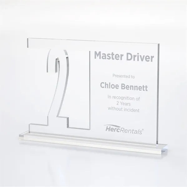 Anniversary Number Cutout Achievement Acrylic Award on Base