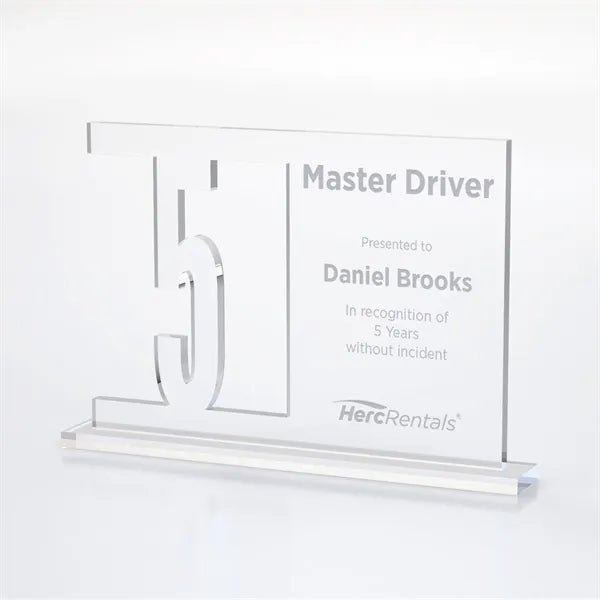 Anniversary Number Cutout Achievement Acrylic Award on Base