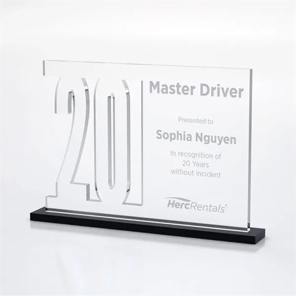 Anniversary Number Cutout Achievement Acrylic Award on Base
