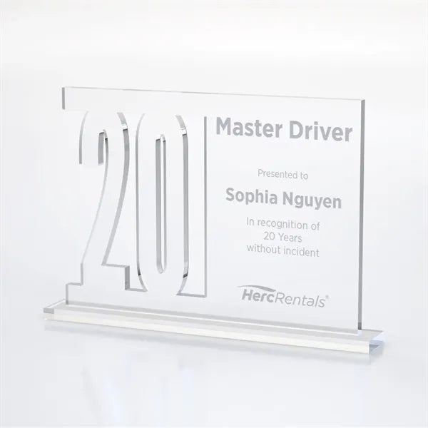Anniversary Number Cutout Achievement Acrylic Award on Base
