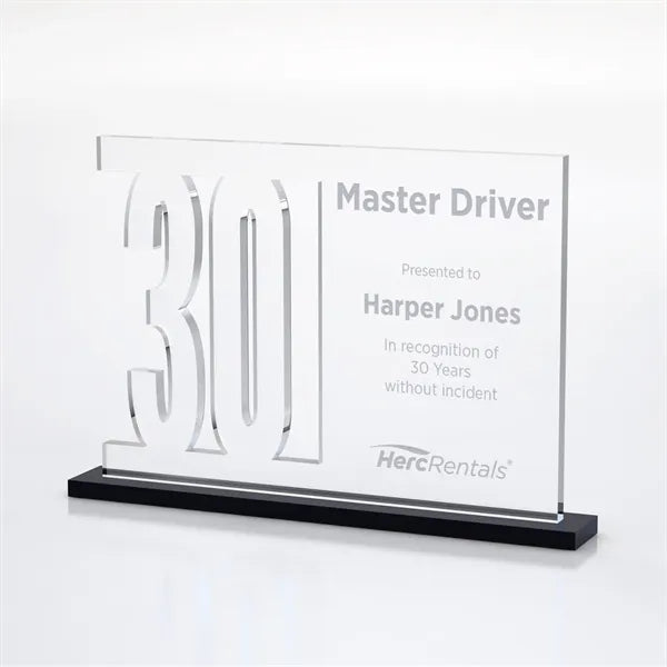 Anniversary Number Cutout Achievement Acrylic Award on Base