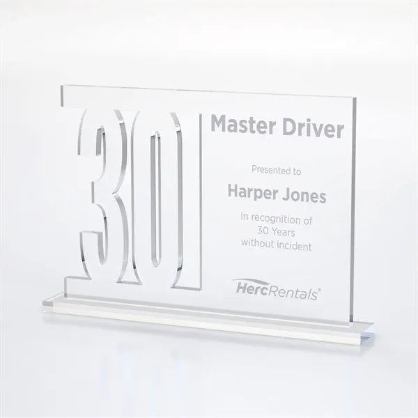 Anniversary Number Cutout Achievement Acrylic Award on Base