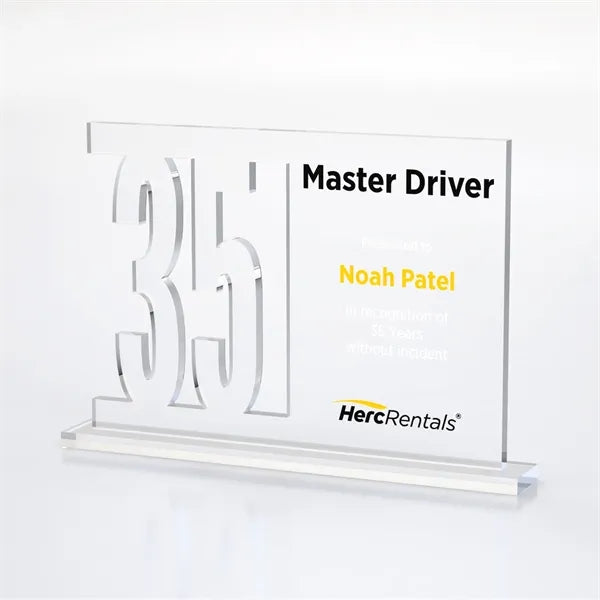 Anniversary Number Cutout Achievement Acrylic Award on Base