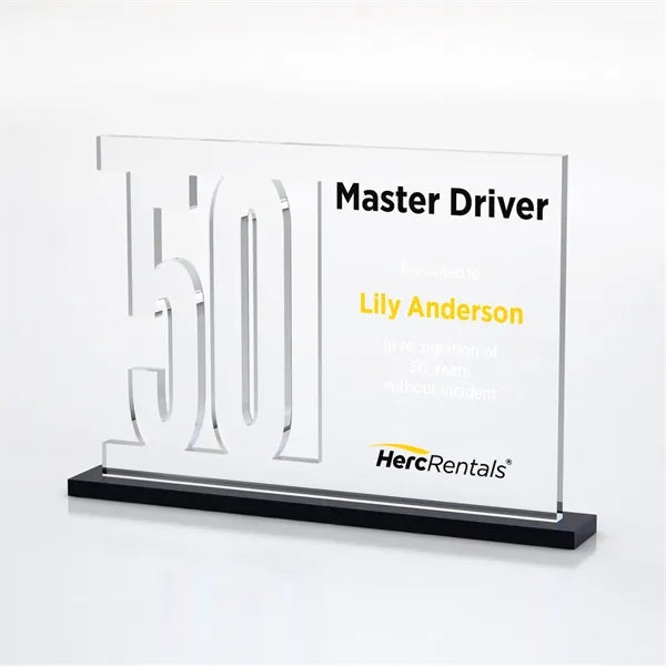 Anniversary Number Cutout Achievement Acrylic Award on Base