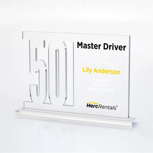 Anniversary Number Cutout Achievement Acrylic Award on Base
