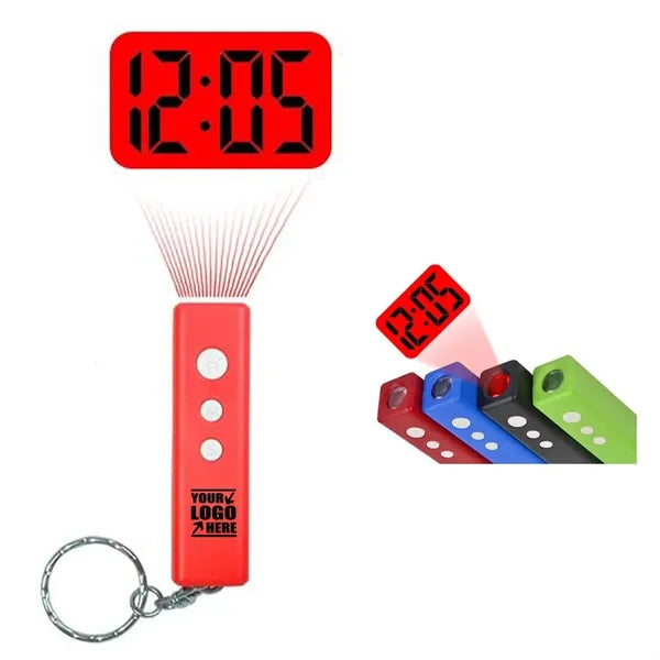 Portable Creative Mini Keychain Projector Clock Digital LED