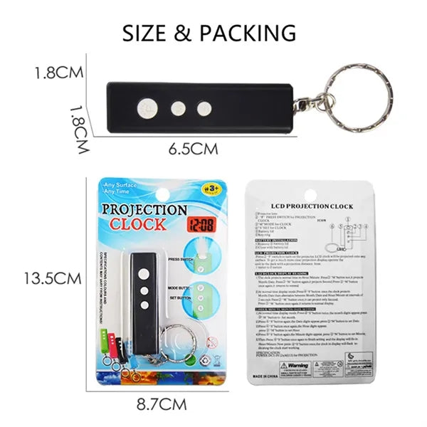 Portable Creative Mini Keychain Projector Clock Digital LED