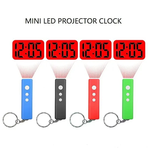 Portable Creative Mini Keychain Projector Clock Digital LED