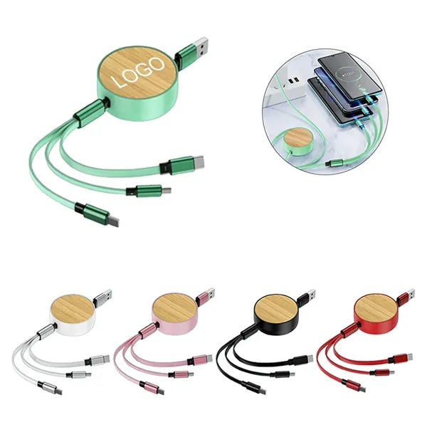 Bamboo Retractable 3-in-1 Charger