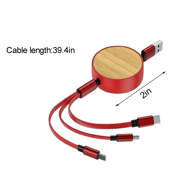 Bamboo Retractable 3-in-1 Charger