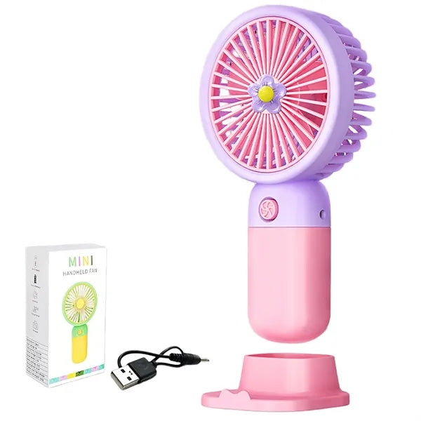 Mini Cartoon Flower Handheld Fan For Kids
