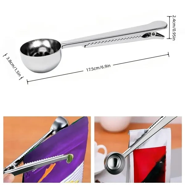 Stainless Steel Coffee Scoop Clip Measuring Spoon