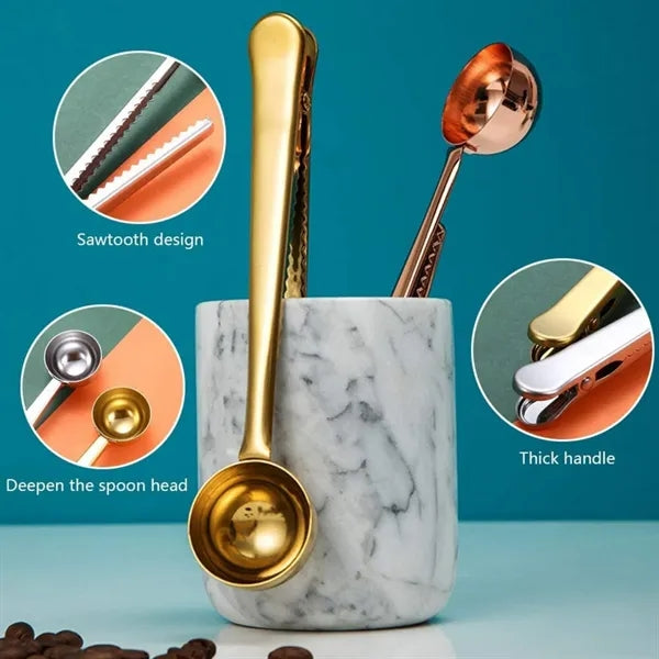 Stainless Steel Coffee Scoop Clip Measuring Spoon