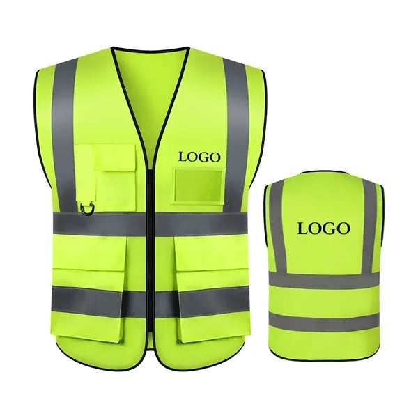 High Visibility Zippered Safety Vest With Pockets