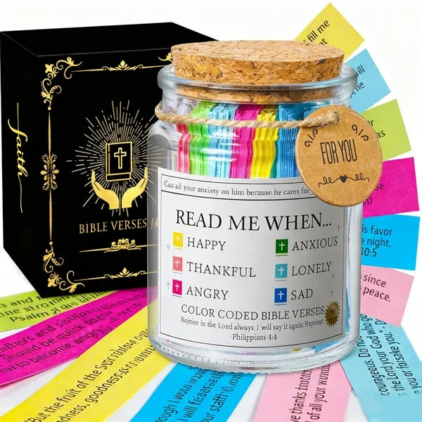 Glass Wish Jar W/Inspirational Scripture Cards