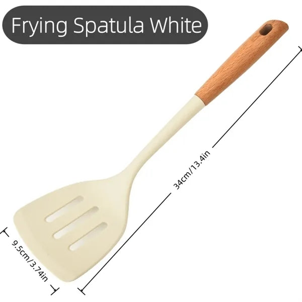 Silicone Kitchen Utensil Wooden Handle Cooking Tool