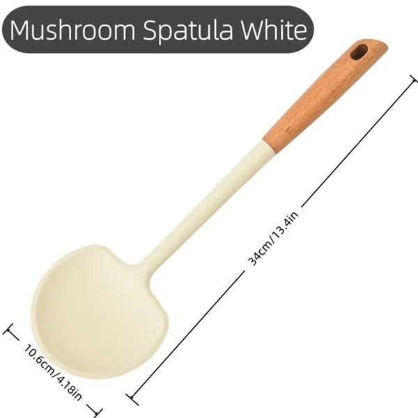 Silicone Kitchen Utensil Wooden Handle Cooking Tool