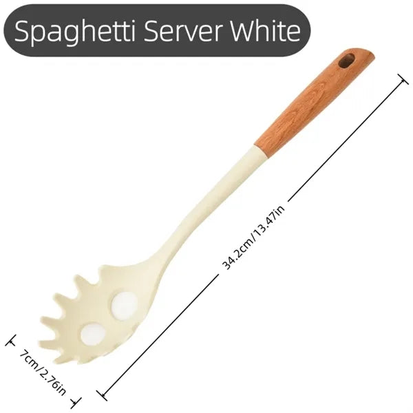 Silicone Kitchen Utensil Wooden Handle Cooking Tool