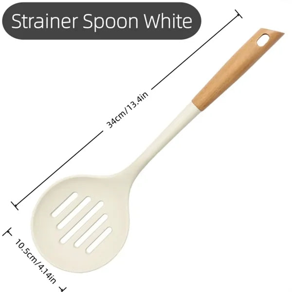 Silicone Kitchen Utensil Wooden Handle Cooking Tool