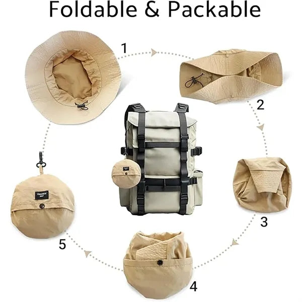 Foldable Wide Brim Bucket Hat