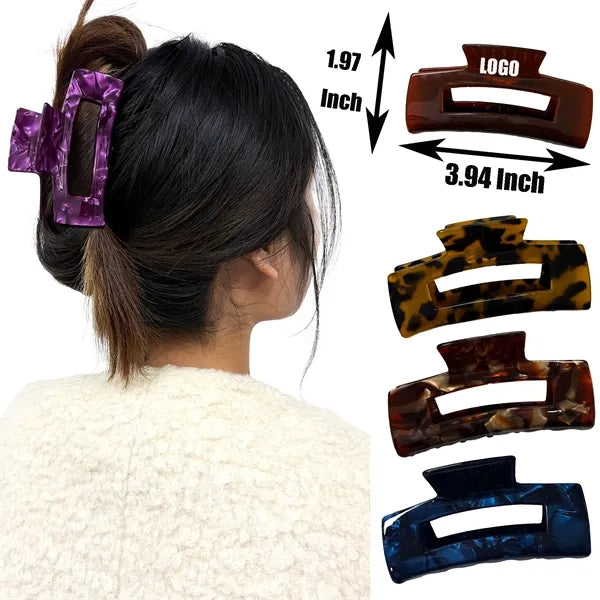 New 3.94Inch Large Rectangular Women Acetate Hair Clip