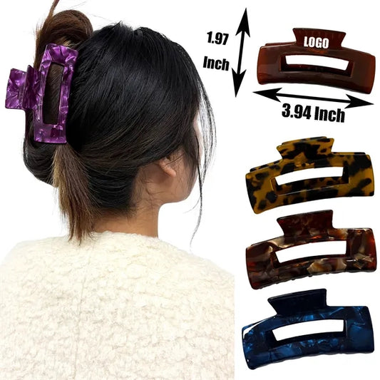 New 3.94Inch Large Rectangular Women Acetate Hair Clip