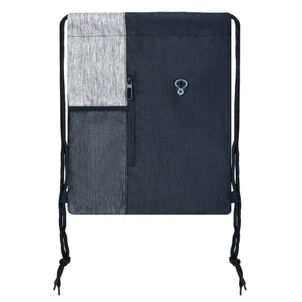 Two-tone Oxford Drawstring Backpack with Zipper Pocket