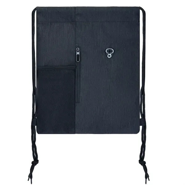 Two-tone Oxford Drawstring Backpack with Zipper Pocket