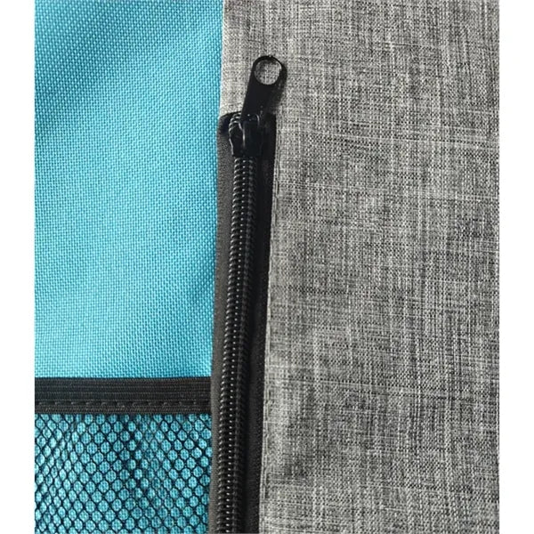 Two-tone Oxford Drawstring Backpack with Zipper Pocket