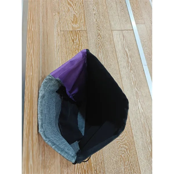 Two-tone Oxford Drawstring Backpack with Zipper Pocket