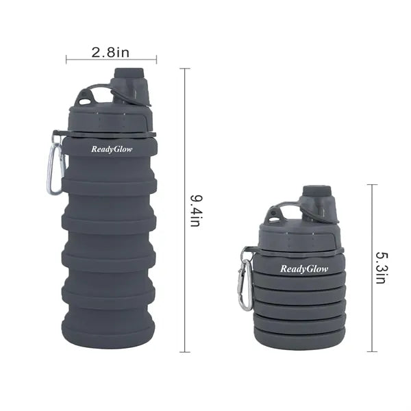 17oz Collapsible BPA Free Silicone Water Bottle w/ Carabiner
