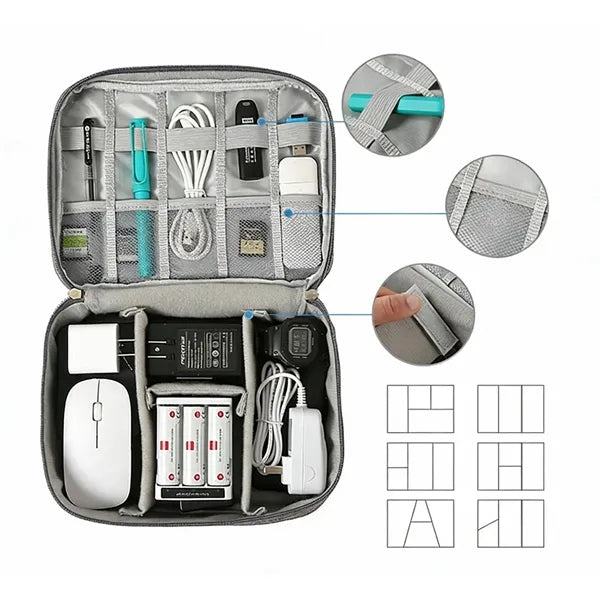 Portable Electronics Organizer Travel Cable Storage Bag