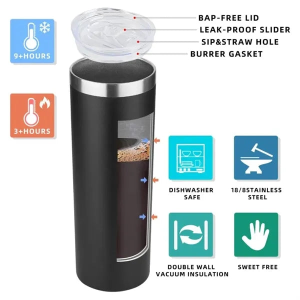 20oz Stainless Steel Insulated Slim Tumblers with Lids