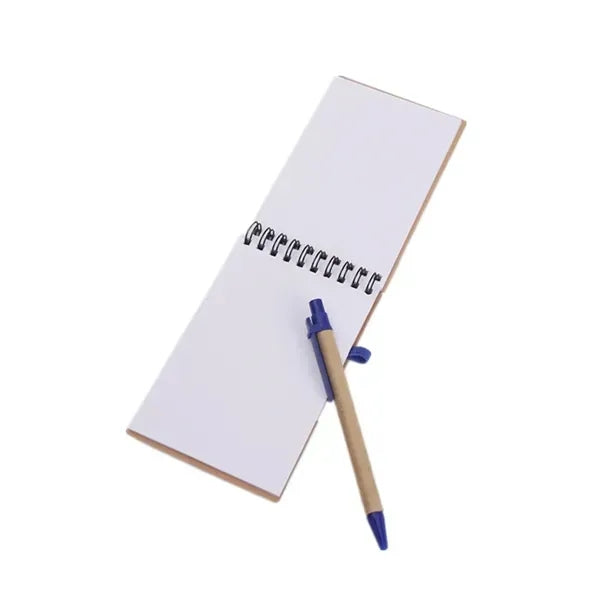 50 Sheets Spiral Journal Coil Kraft Notebook With A Pen