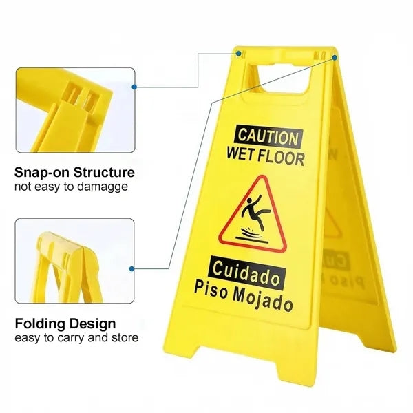 Portable Double-Sided Wet Floor Safety Warning Sign