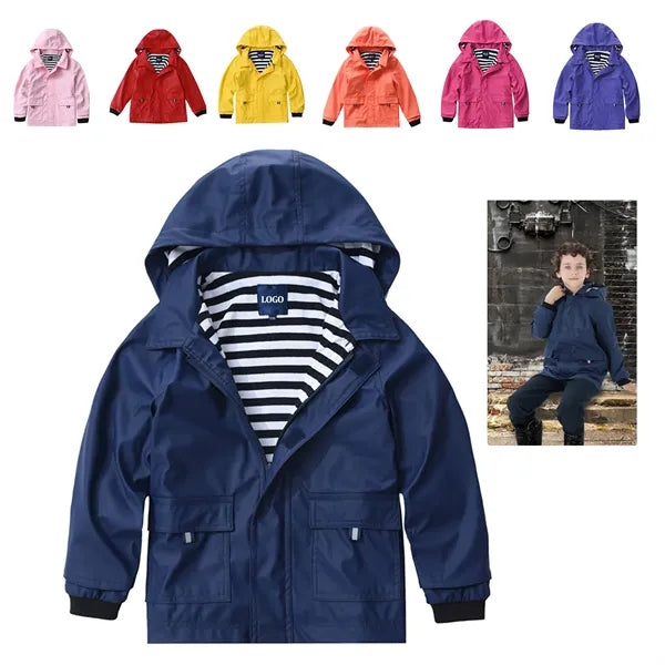 Boys And Girls Outdoor Camping PU Hooded Jacket