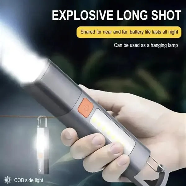 Rechargeable COB LED Flashlight With Carabiner