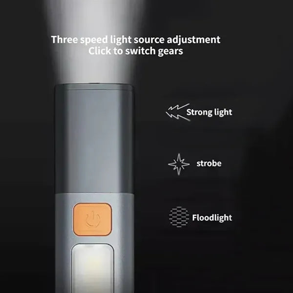 Rechargeable COB LED Flashlight With Carabiner